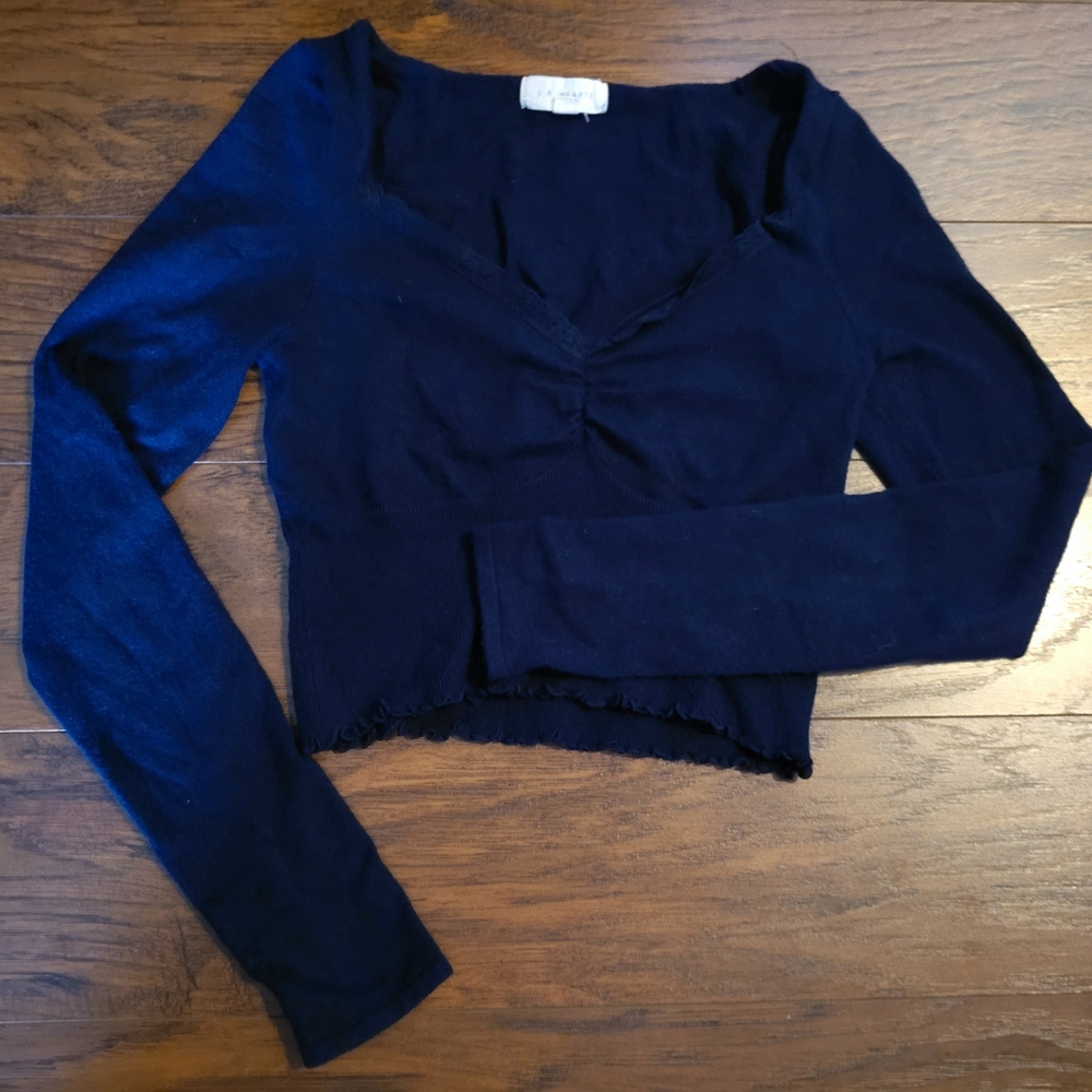 Pacsun Lace Trim Navy Top